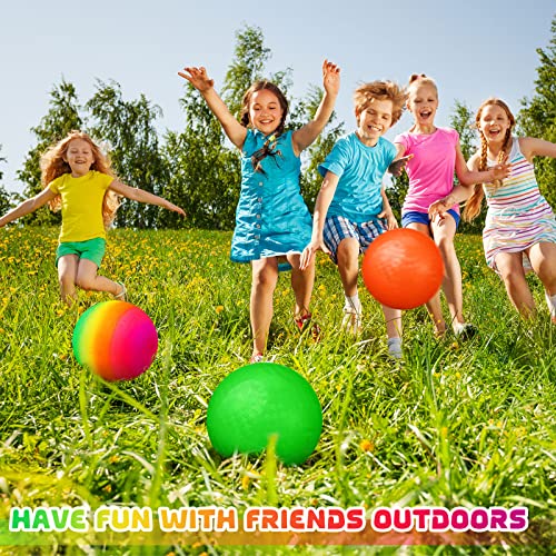 Vinsot 12 Pack 8.5 Inch Playground Balls Kickball Bulk, Bouncy Balls for Kids Inflatable Bouncing Handball with Hand Pump ...