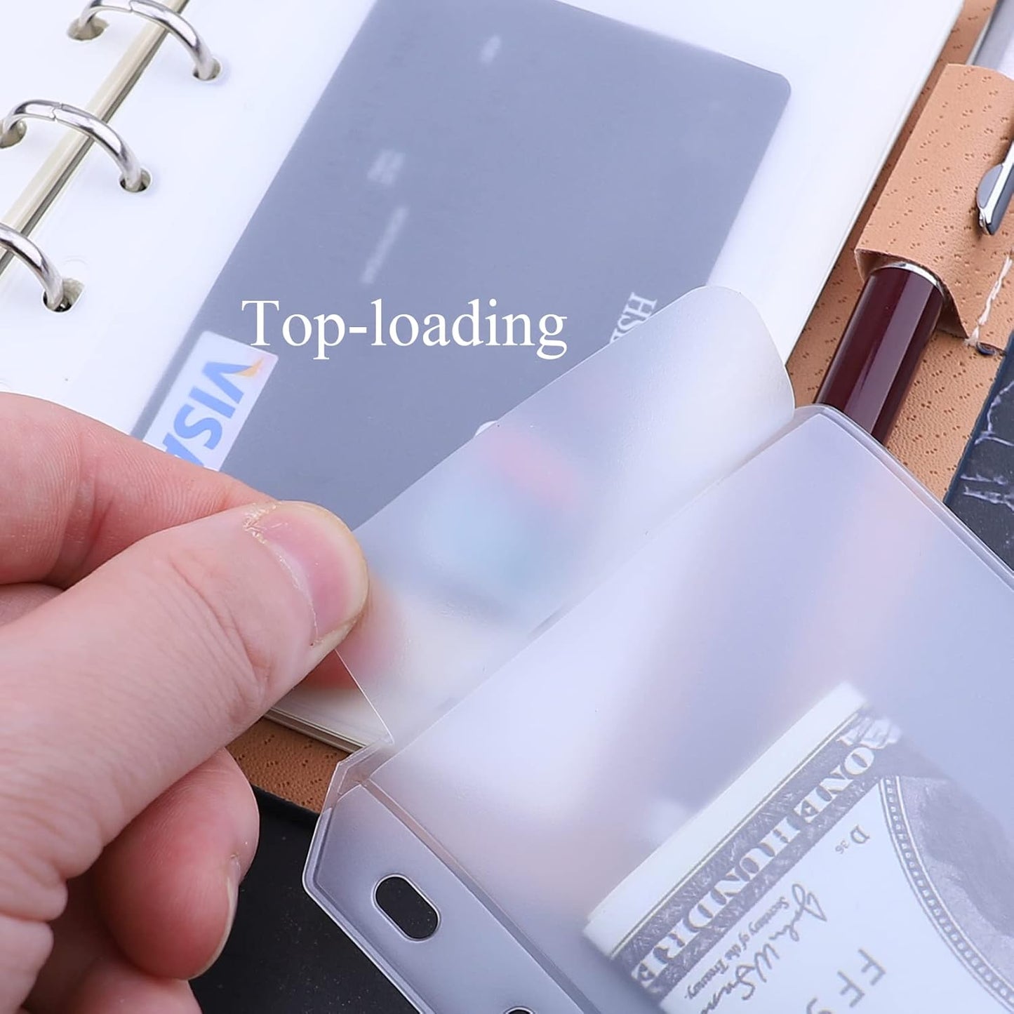 Antner 12PCS A7 Mini Binder Pockets 6-Hole No Zipper Budget Cash Envelopes Money Organizer for A7 6 Ring Binder Wallet, Clear Zipless Cash Stuffing Envelopes Planner Inserts Loose Leaf Filling Bags