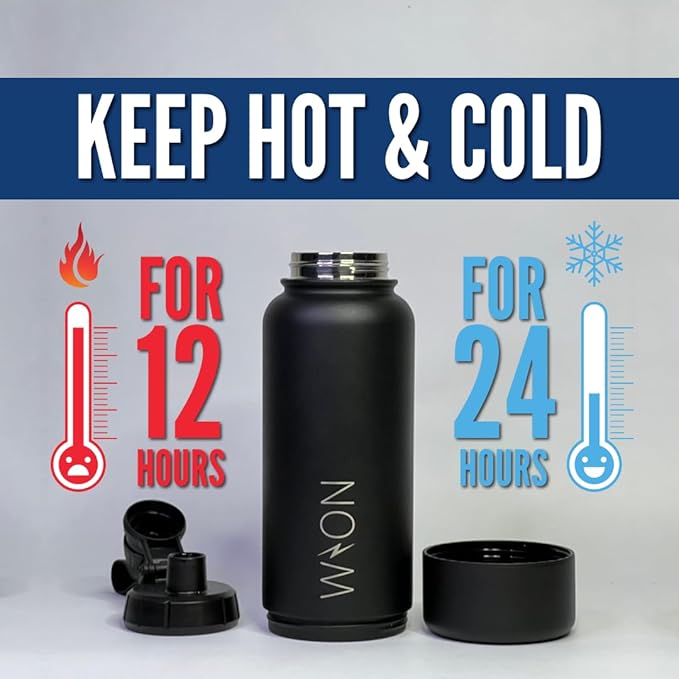 WON Stainless Steel Insulated Water Bottle with Storage Compartment for Dog Food, Snack, Pills, Keys, Cash and Valuables - 32oz Metal Vacuum Flask for Cold & Hot Drinks - Diversion Safe Water Bottle