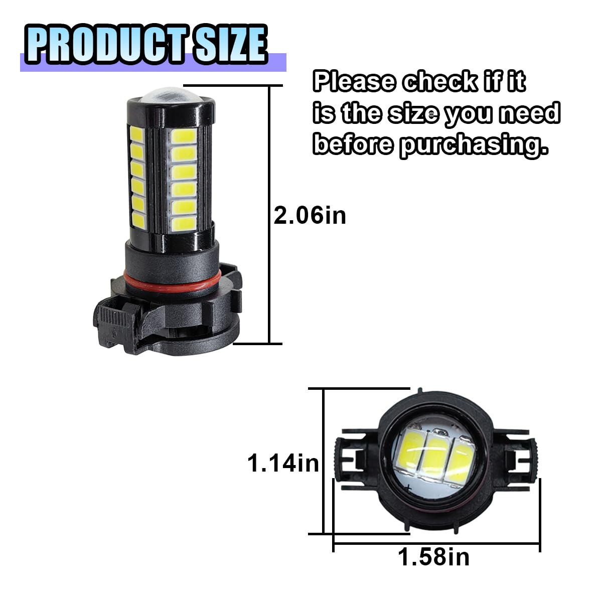 Lhdos H16 Led Fog Light Bulbs - 1500 Lumen, 6500K White, Plug & Play, 2Pcs, Universal Fit For Car, Truck, Suv - Black