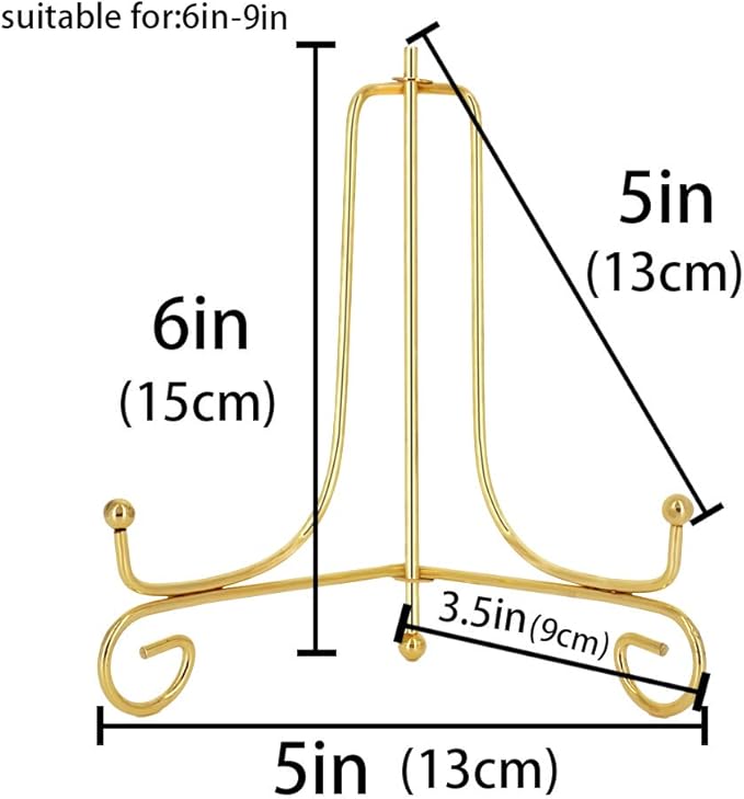 LIONWEI LIONWELI 6 Inch Gold Iron Plate Stand Holder Easel Display Stand for Plate?Picture?Photo and More,4 pcs.