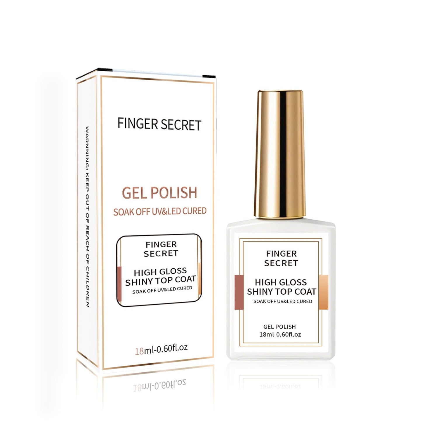finger secret Golden Shiny High Gloss Top Coat - Crystal Sealant with Golden Luster, Clear Gel Nail Polish & Dip Powder Top Coat