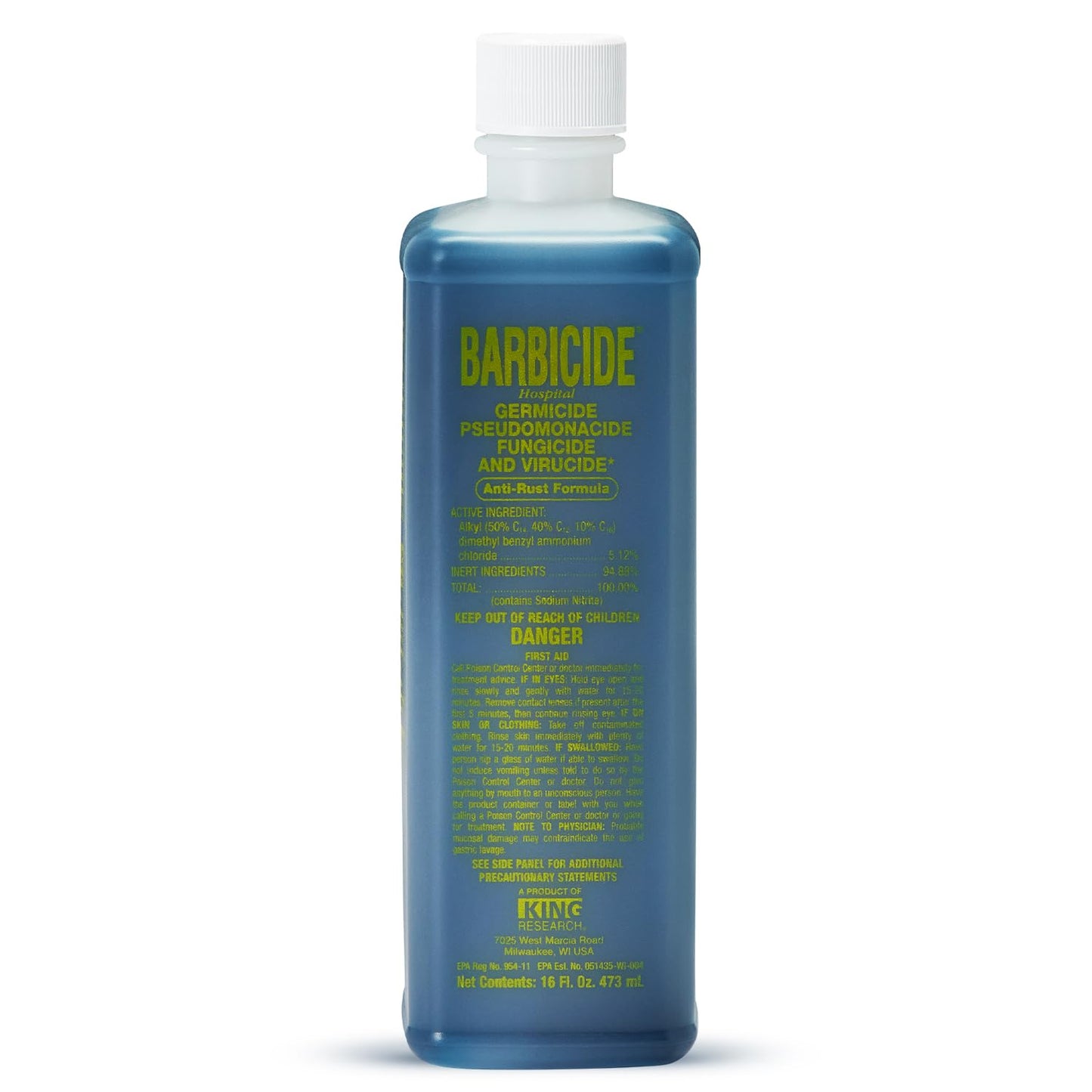 BARBICIDE Disinfectant Concentrate – Pint (16 Fl Oz) | EPA-Registered, Hospital-Grade Germicide for Salons & Barbershops | Anti-Rust Solution for Shears, Combs & Professional Tools