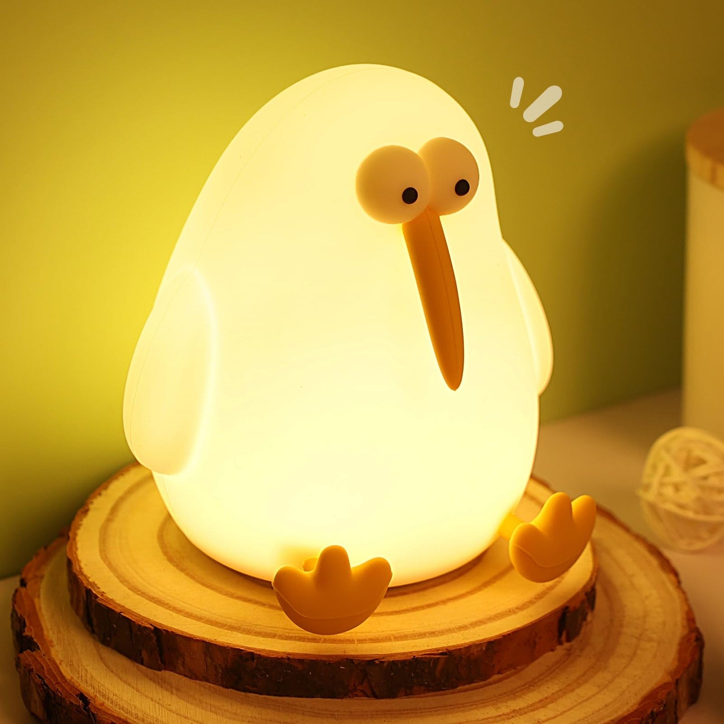 Cute Night Light for Kids - LED Squishy Lamp Kiwi Bird, Rechargeable Silicone Touch Nursery Lights, Adjustable Baby Night Lights