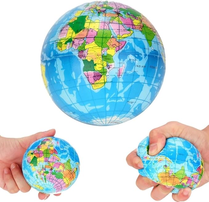 Blue Squishy Squeeze ,World Map Globe Palm Ball Slow Rising Stress Relief Birthday Xmas Gifts Xmas Stocking Fillers Party Bag Gifts (7.6CM),Novelty and Gag