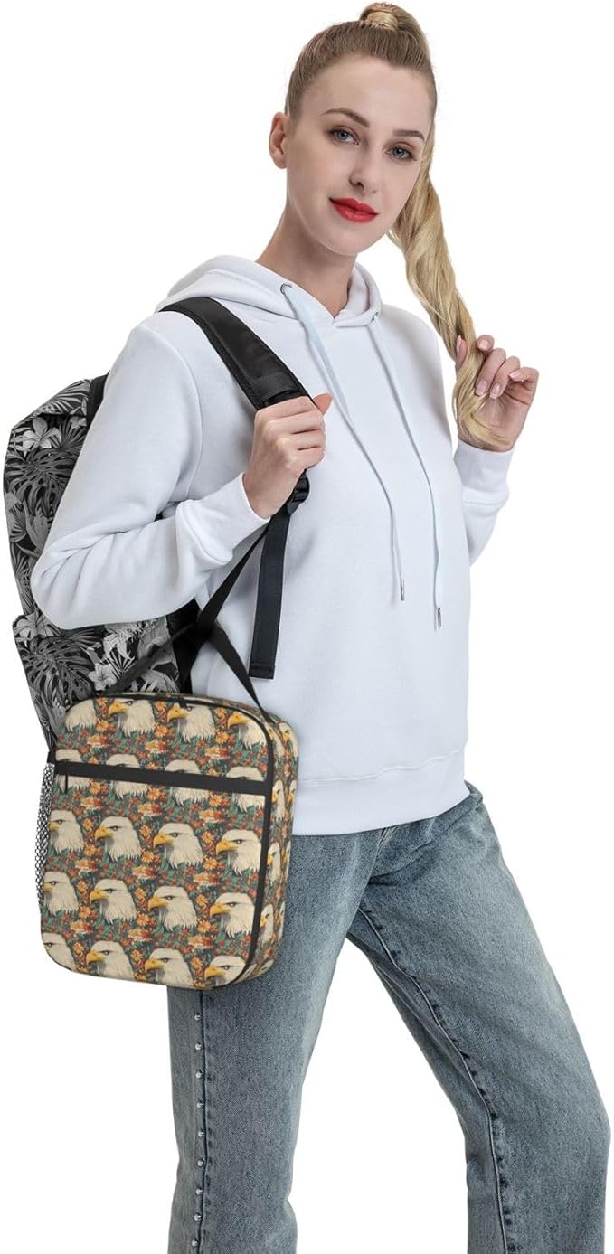 Eagle Lunch Box Insulated Lunch Bag for kids Girls Boys,Reusable Lunch Box Containers for Women Men,Durable Cooler Tote Bag Lunchbox for Office/School/Picnic