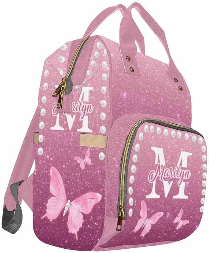 Customized Diaper Bag Multifunction Diaper Costume Personalized Diaper Bags For Baby Custom Baby Bag Personalized Back Pack Fashion, Colorful Butterfly