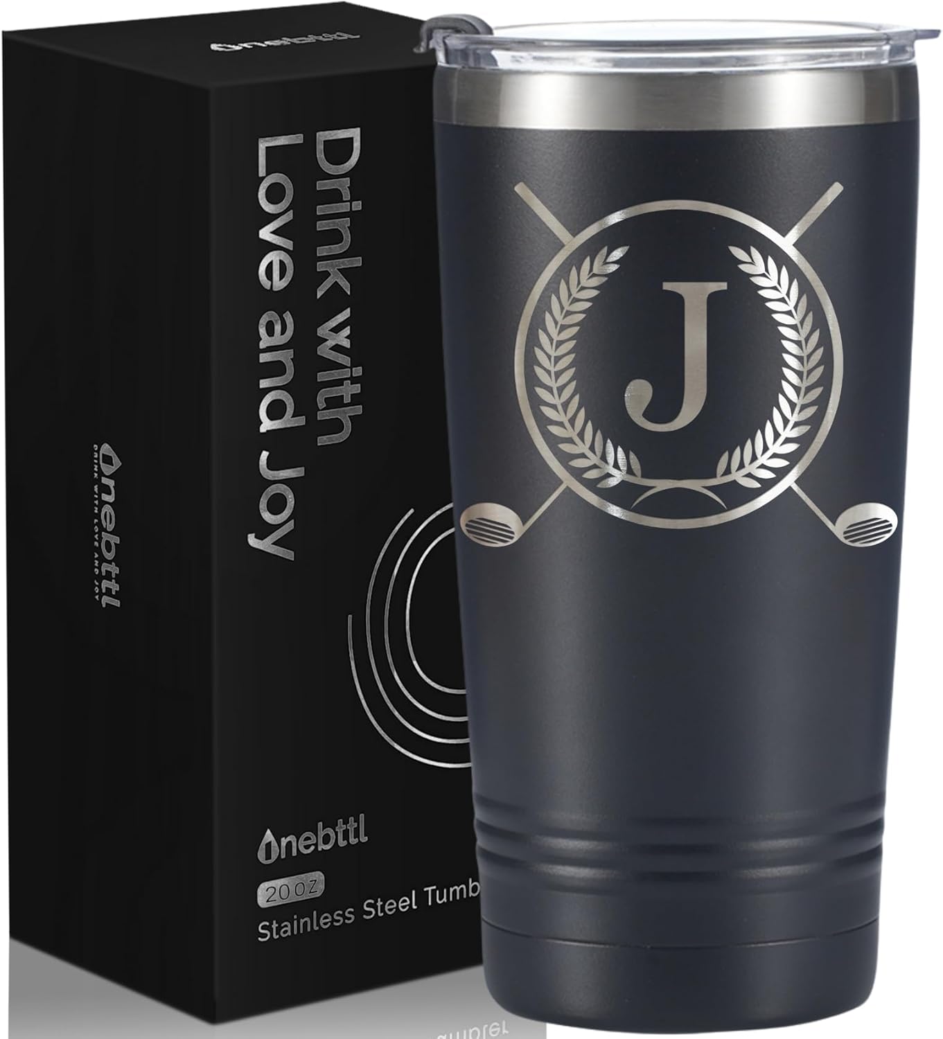 Onebttl Golf Gifts for Men with Initial for Golfer & Golf Lovers, 20oz Travel Mug, Perfect Gifts for Men, Birthday, Christmas - J