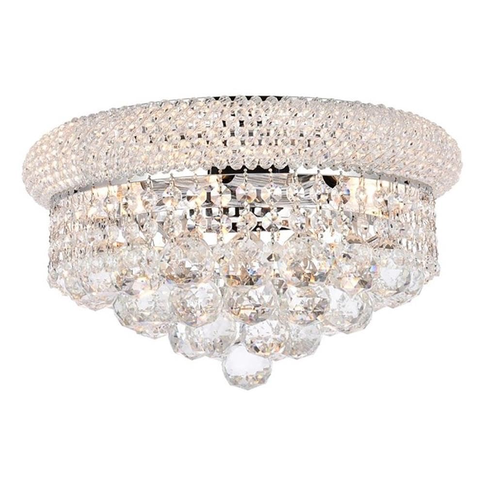 Elegant Lighting 6-Light Flush Mount - Chrome Finish, Royal Cut Crystals, 14 - Model 1800F14C/Rc, Multicolor