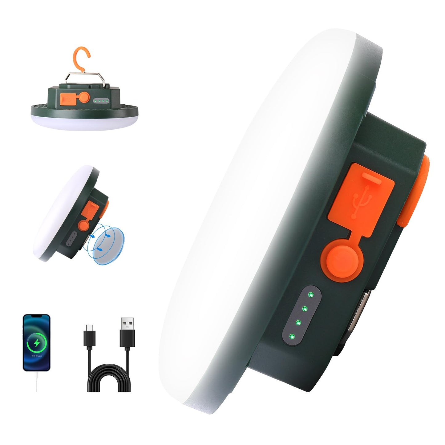 10000Mah Rechargeable Tent Light 3 Lighting Modes  4000Lm Led Portable Camping Lantern  Ipx5 Waterproof  30W Hanging Tent Light With Magnet  For Emergency & Gift