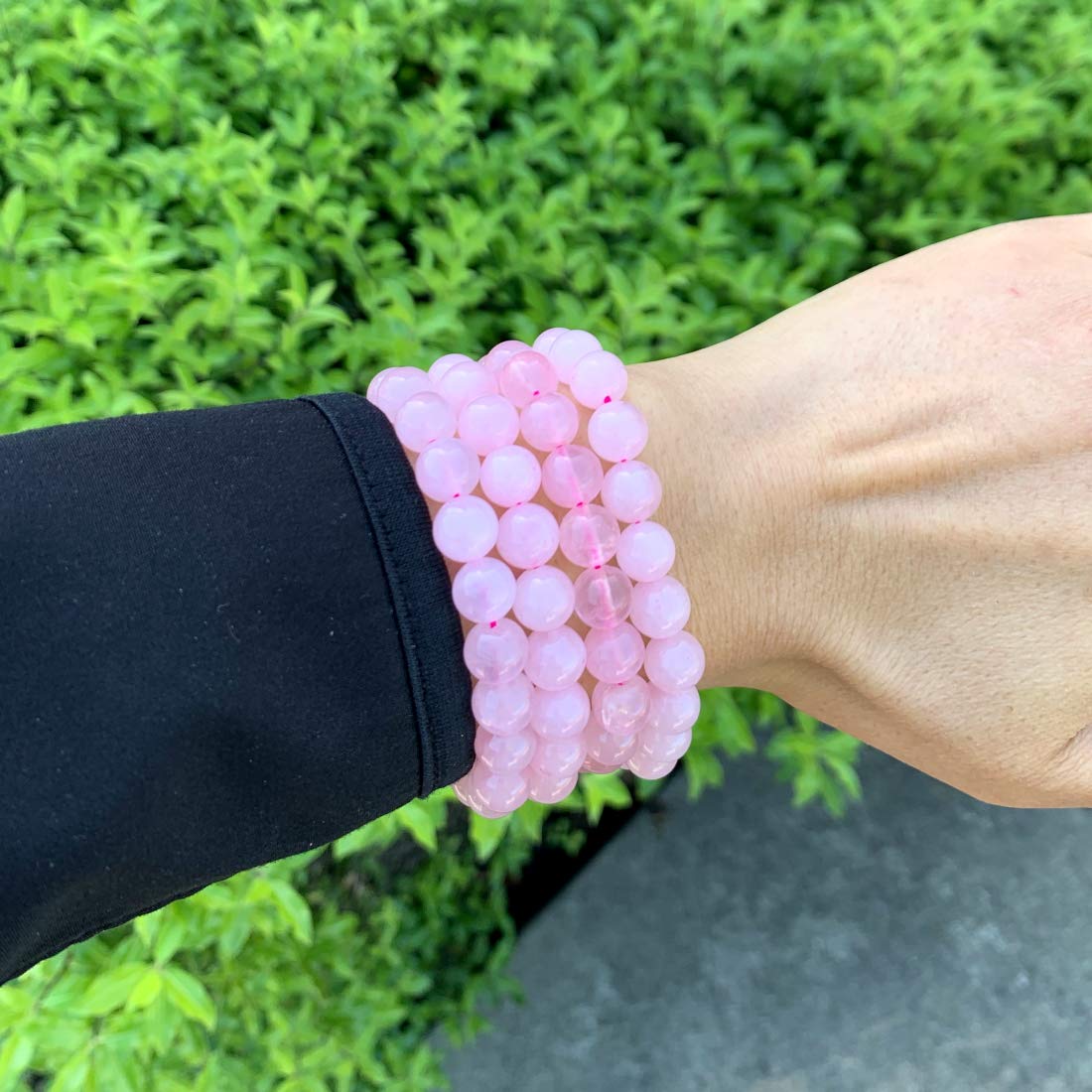 Adabele Real Natural Pink Rose Quartz Gemstone Beaded Bracelet 8 inch Stretch Chakra Healing Crystal Stone Jewelry Women Mom Gif