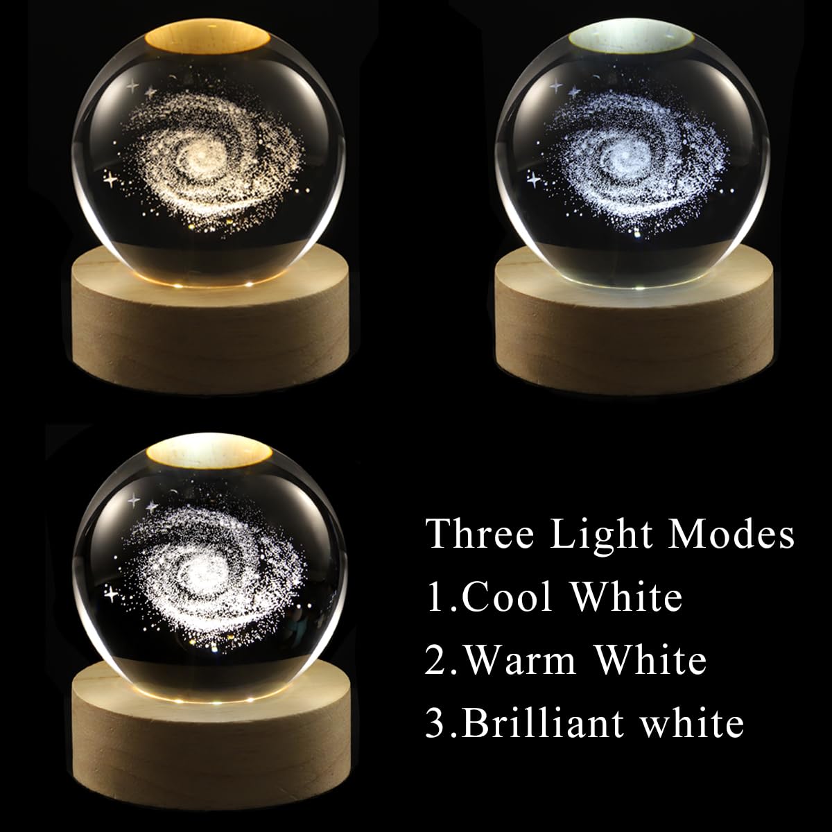 Hochance 3D Love Crystal Ball Lamp With Adjustable Brightness Led Wooden Base Night Light For Kids Teens mature-themeds Birthday Gift Home Desk Office Bedroom Decor (6Cm / 2.4 )