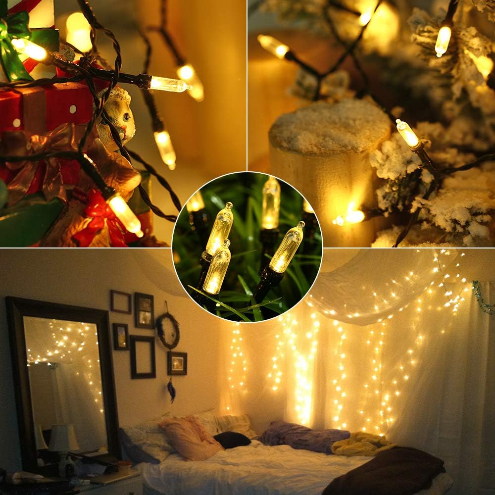 Lyhope Battery Christmas Lights  2Pack Total 66Ft 200 Led Christmas Lights Waterproof 8 Modes Battery Operated String Light For Outdoor & Indoor  Xmas Tree  Wreaths  Holiday Decoration (Warm White)
