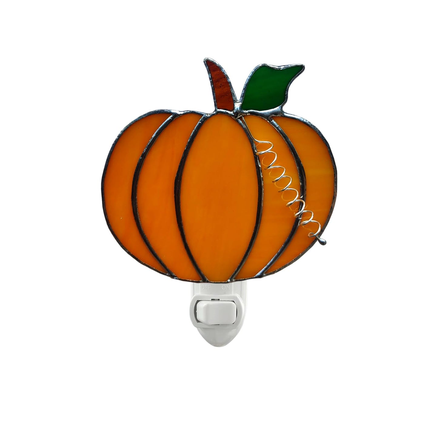 Stained Glass Night Light Plug Into Wall Lamp Decorative Accent Nightlight For Hallway Bedroom Bathroom Kitchen Nature Themed Home D?Cor For Autumn Thanksgiving Halloween(Pumpkin)