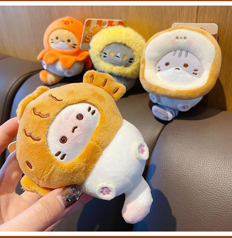 HSYHERE Men Women Creative Interesting Funny Cute Stylish Wearing Food Shrimp Bread Hat Soft Cat Plush Kitty Keychain Key Ring, Valentine Lover Christmas New Year Gift Bag Pendant -Octopus