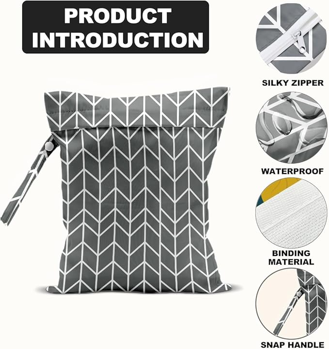 2Pcs Arrow Print Wet Bags, Wet Dry Bag Reusable Zipper Pouch for Swimsuit, Diapers, Travel, Pool, Beach, Dirty Yoga Gym Clothes, Toiletries, Waterproof Birthday Christmas Gifts