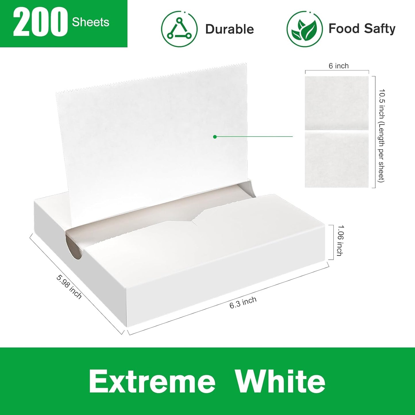 Precut POP UP Deli Paper Sheet Pack of 200, Interfolded Heavy Paper for Food Wrap and Serving (6" x 10-1/2", White）