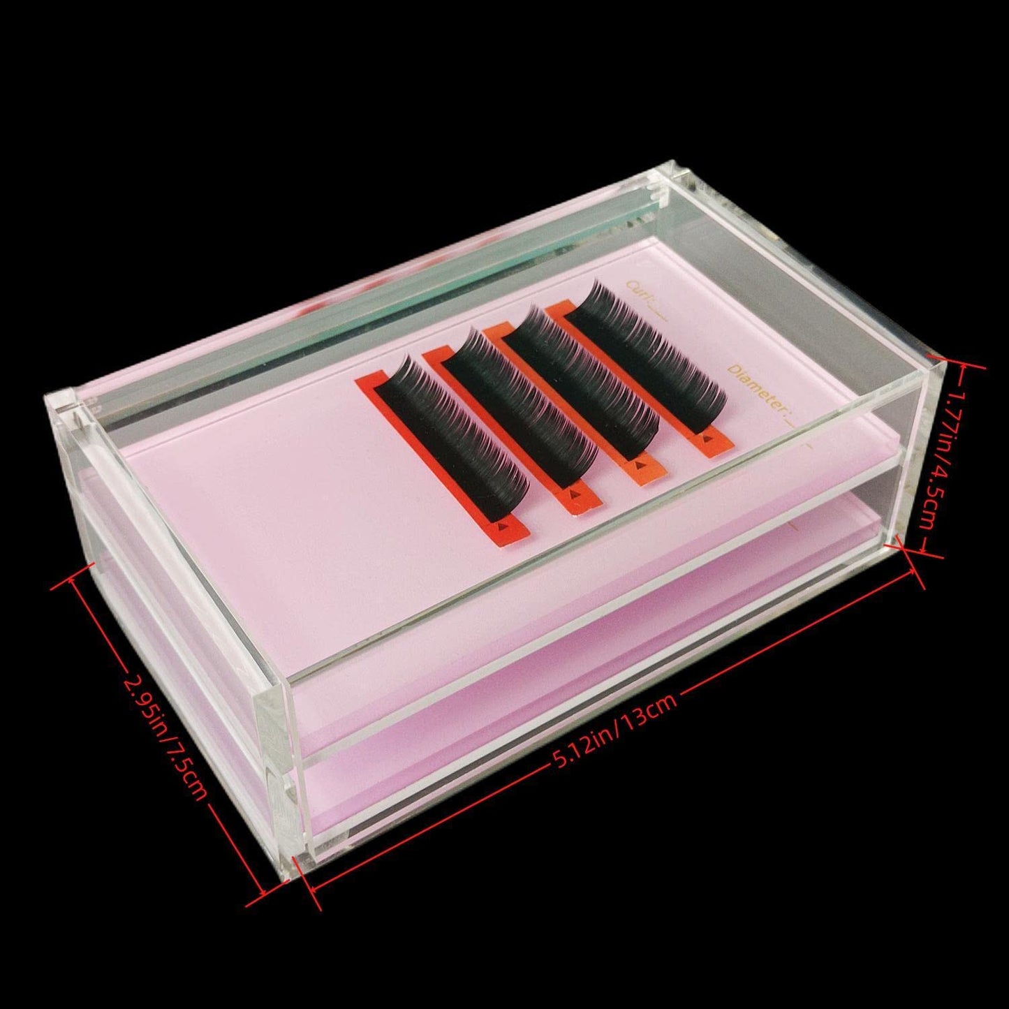 Two Layers Eyelash Grafting Pallet with Cover, Dust-proof Acrylic Lash Tile holder, Eyelash Extensions Storage Gasket Pads 2 Tie