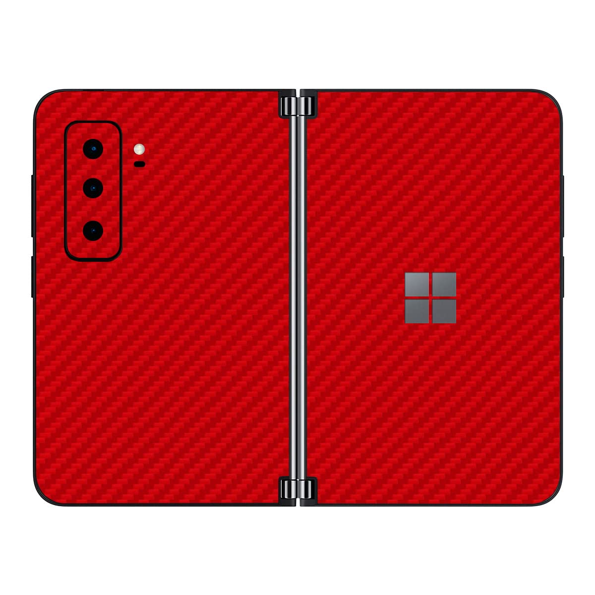 SopiGuard Sticker Skin for 2021 Microsoft Surface Duo 2 2nd Gen Edge-to-Edge Front and Rear Panels Vinyl Decal (Carbon Red)