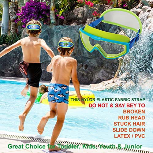 HYDROCOMFY Kids Goggles Swimming 4-7,Kids Goggles Fabric Strap,Wide View Swimming Goggles for Toddler