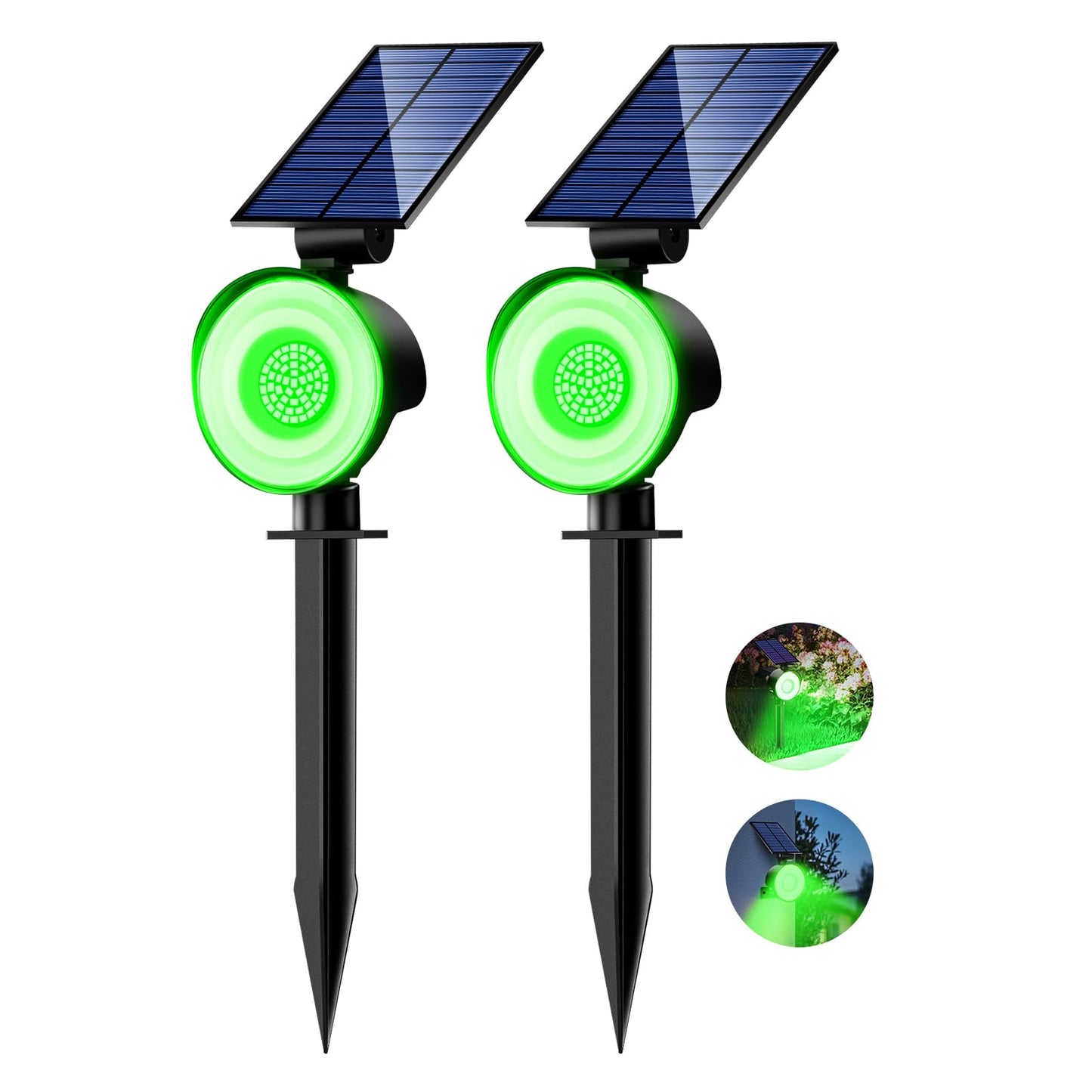 Nipify 2 Pack Solar Spot Lights Outdoor Waterproof  Solar Spotlight Light For Outside Yard Landscape Lighting Pathway Lights Wall Auto On/Off  Green