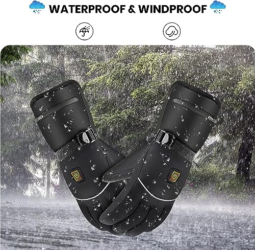 Heated Gloves for Men Women, Electric Winter Gloves Waterproof Heating Gloves Warm Thermal Touchscreen Cold Weather Hand W...