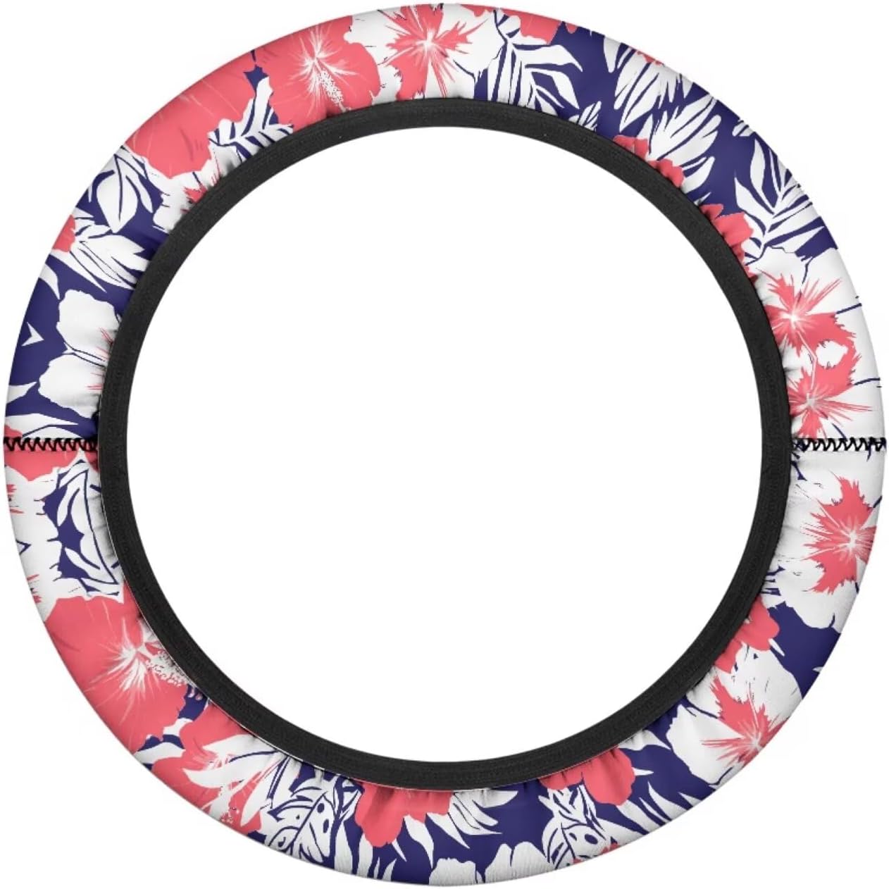 Tropical Hibiscus Golf Cart Steering Wheel Covers, 13-14 Inch, Multicolor, Polyester, Universal Fit
