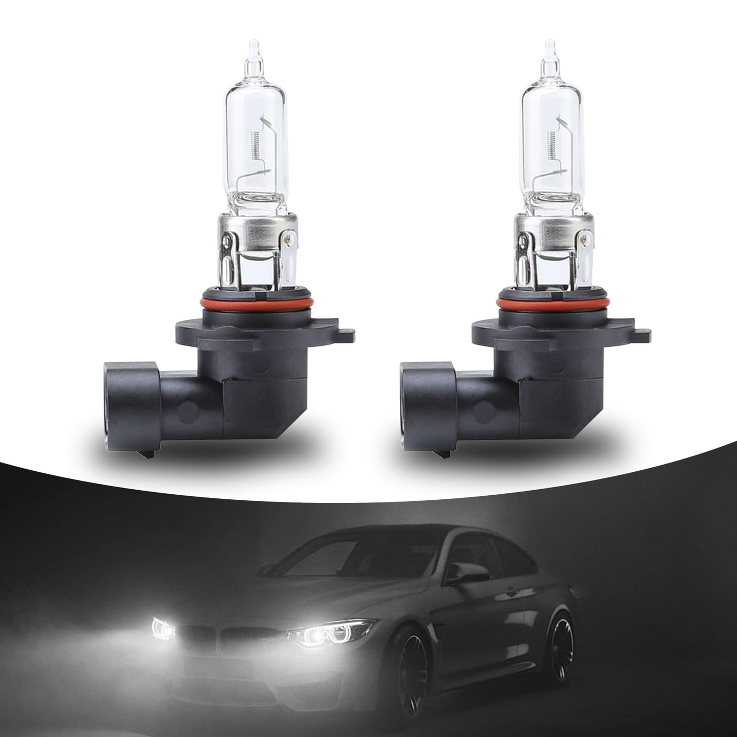 Awlbed 2 Pcs Car Halogen Fog Light Bulb  12V 55W Waterproof Glass Vehicle Spotlights Replacements  Universal Automotive High Beam Lighting Accessories For Truck Suv Car (White Light #9005)