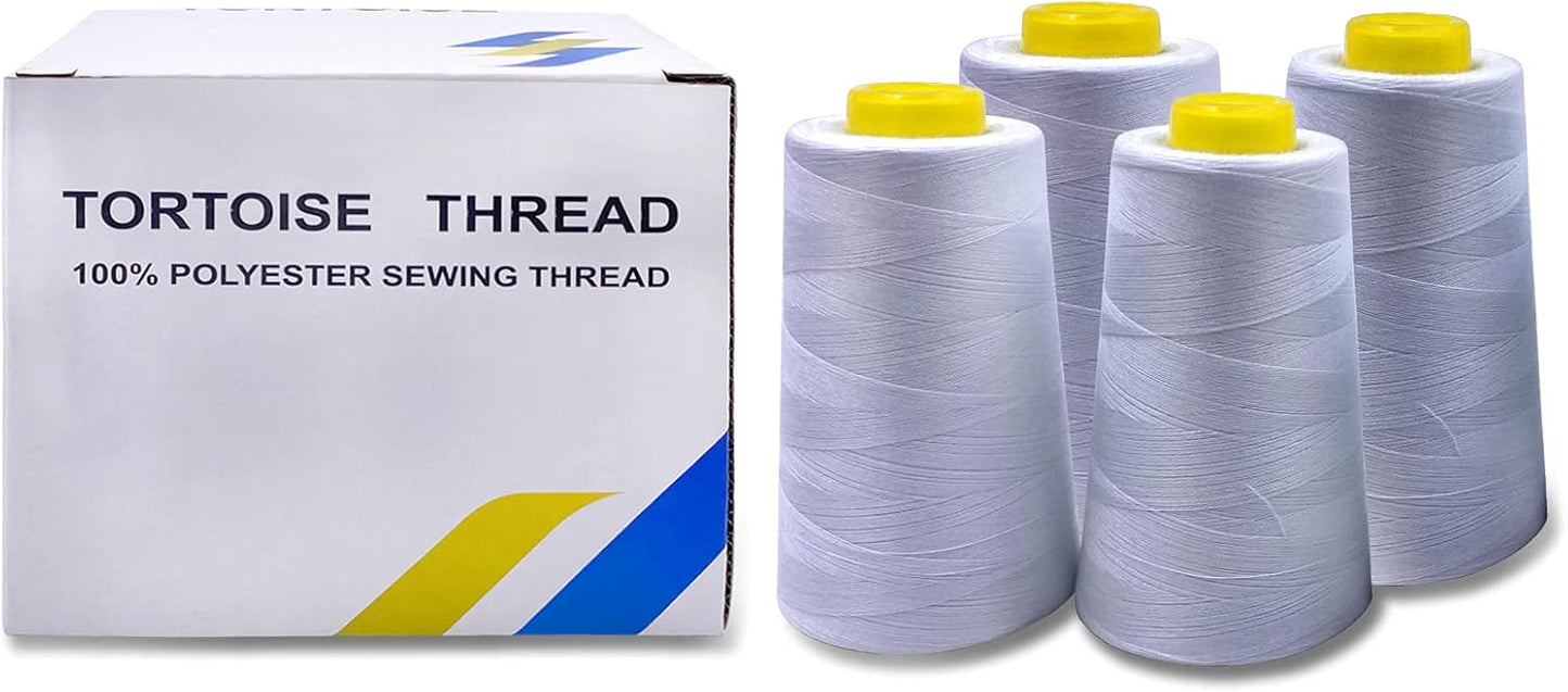 Tortoise 4 Cones of 3000 Yards Each Spool Thread for All Purpose, Serger, Overlock, Quilting, Sewing Machine - 100% Polyester - 40S/2 Green