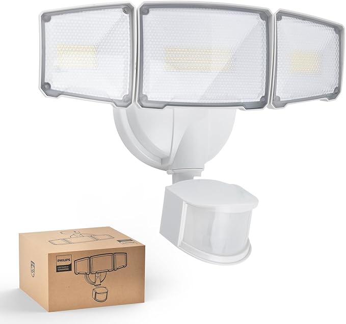 Philips 72W 7400LM LED Security Lights w/PIR Motion Sensor Outdoor, 5000K Daylight Dusk to Dawn Aluminum Flood Light, 3 Ad...