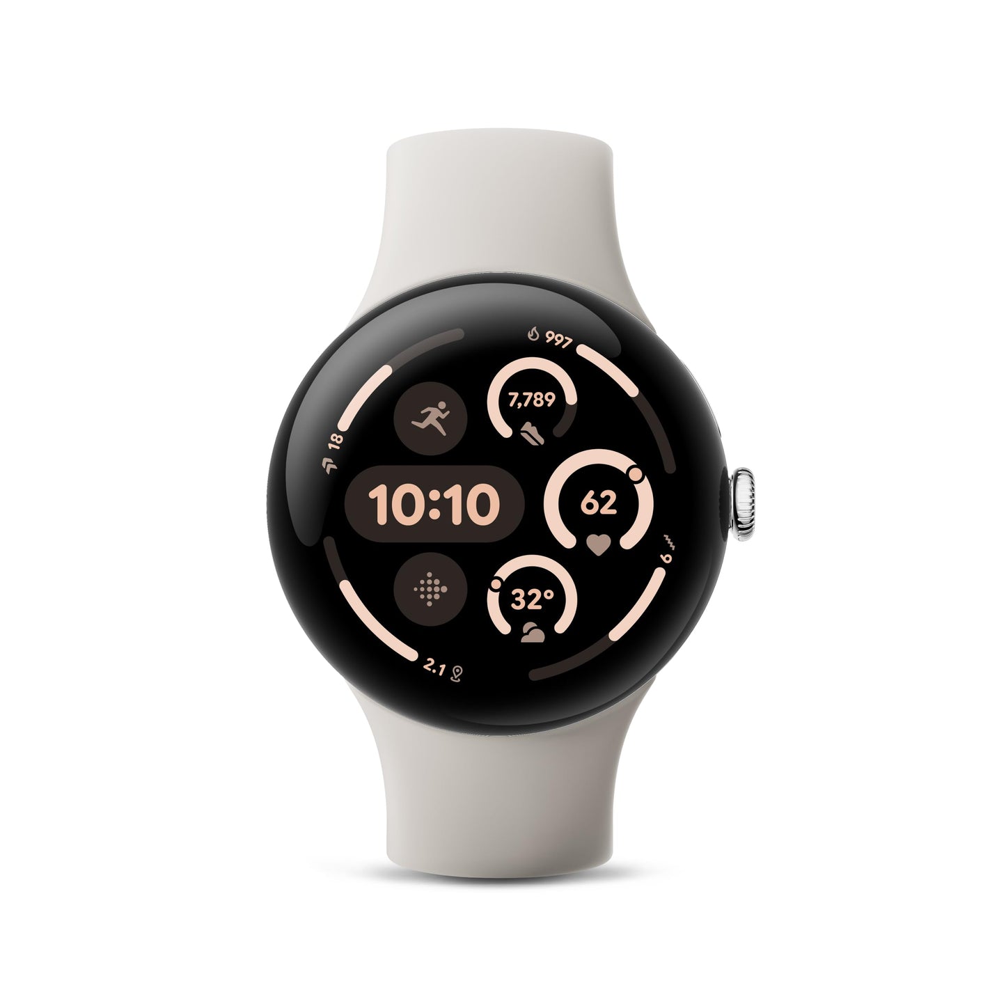 Google Pixel Watch 3 (45mm) 2024 Model - Android Smartwatch, Heart Rate Tracking, Fitbit Advanced Running, Fitness Insights, 24-Hour Battery - Polished Silver Aluminum Case - Porcelain Band - LTE