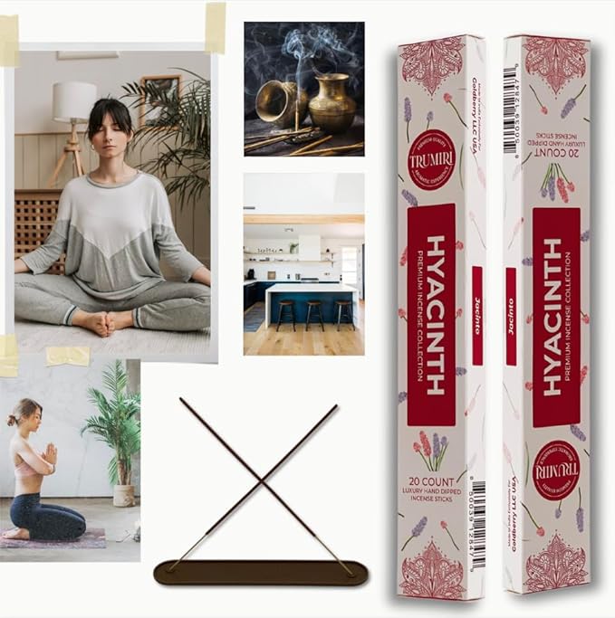 Hyacinth Incense Sticks - Total 40 Insence-Sticks - Dual Pack of 20 Insense - Inciensos - Inscents - Natural Non Toxic Ingredients - Incents - Incence - Inscense - Insents