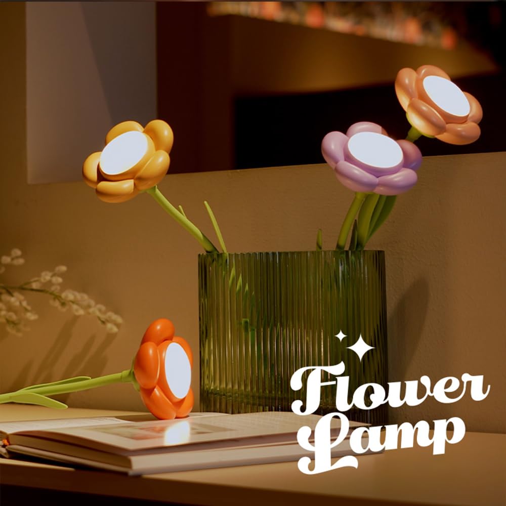 Magical Jd Birthday Gifts For Women Sunflower Flower Lamp Rechargeable Cordless Led Reading Light 3-Colour Infinitely Dimming Small Night Light For Festival Gifts For Mom Girlfriend Grandma (Yellow)