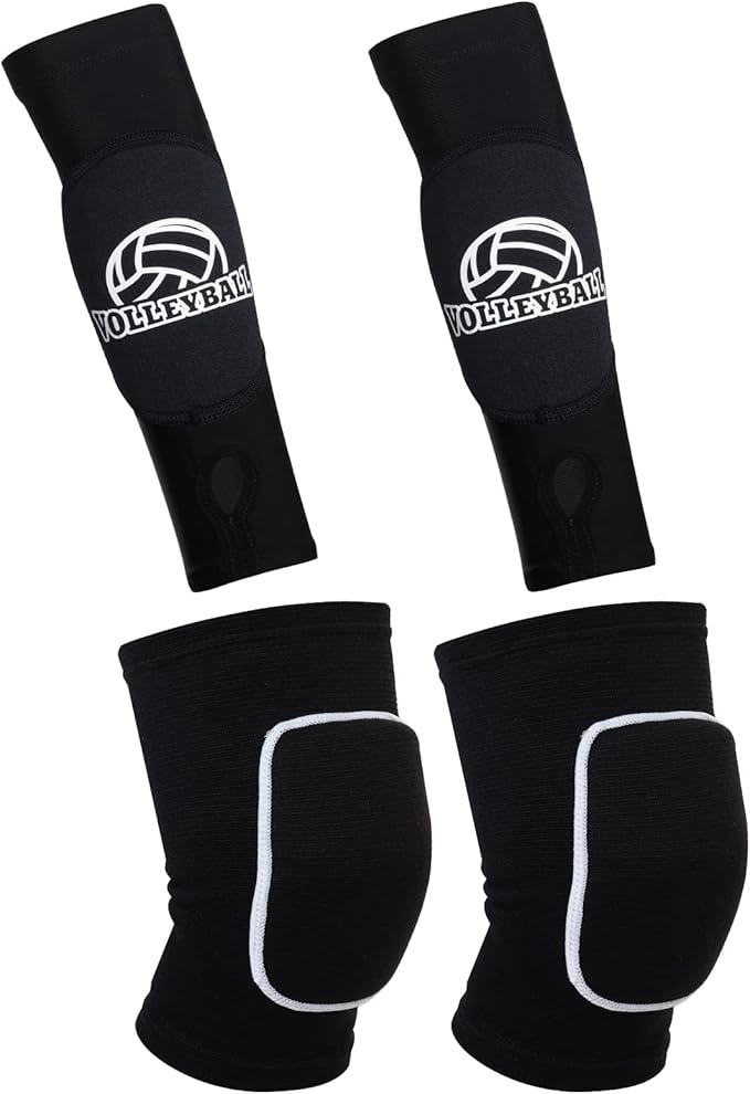 obmwang 2 Pieces Volleyball Accessories Including Volleyball Knee Pads and Volleyball Arm Sleeves with Protection Pads and...
