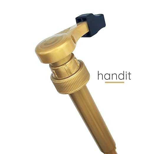 HANDIT - Gold Coffee Syrup Pumps with Tip Covers | Fits 25.4oz/750ml Liter Torani, Skinny, Davinci | Fits Monin Plastic 33.8oz Bottles | Does Not Fit Monin Glass 750ml | 6 w/Covers