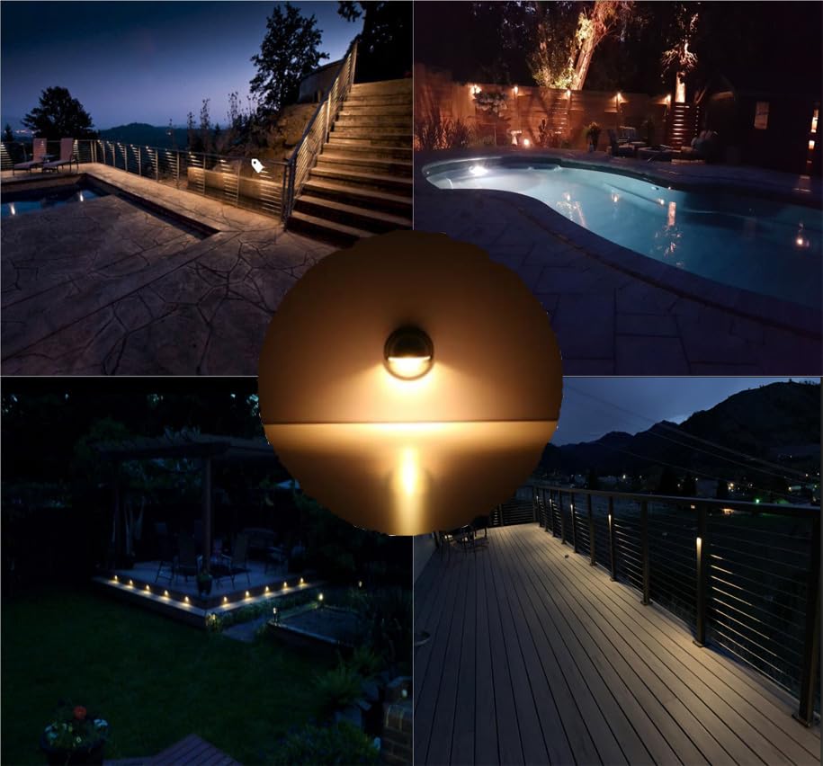 FVTLED Pack of 10 Low Voltage LED Deck Lights, Warm White, Black, F1.38, Outdoor Garden Landscape Pathway Lighting, Model NARF5_01375