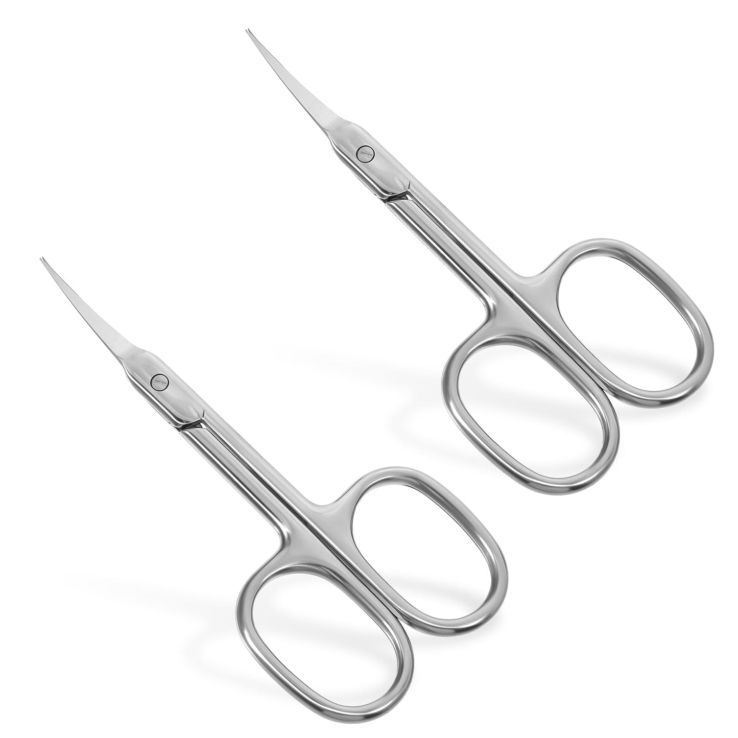 Nail Scissors, 2 Pcs Stainless Steel Eyebrow Scissors for Women Portable Extra Fine Curved Cuticle Scissor Multi-Purpose Manicur
