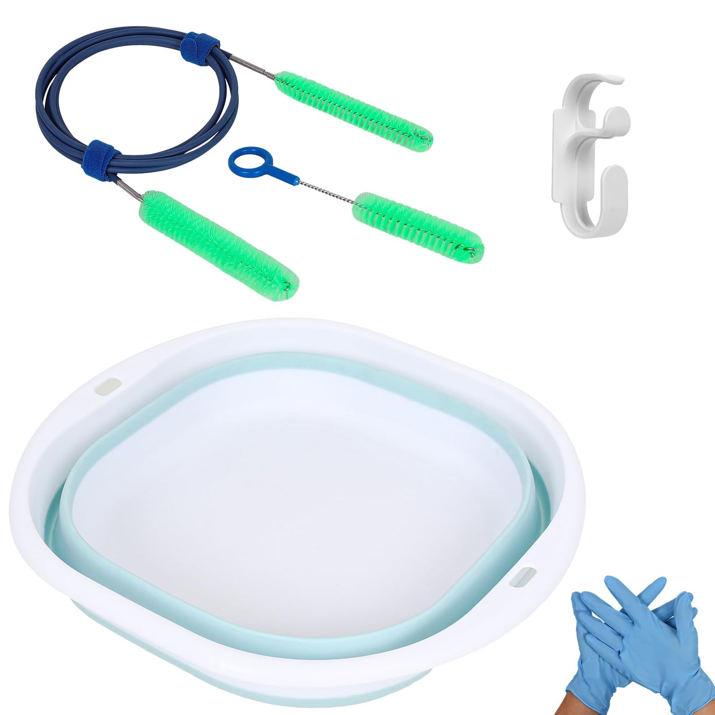 CPAP Hose Cleaner Kit - CPAP Tube Cleaning Brush, CPAP Hose Brush, LongFlexible CPAP Tube Brush with Basin, Drying Hook & Gloves - CPAP CleaningSupplies for Hose, Mask & Tubing