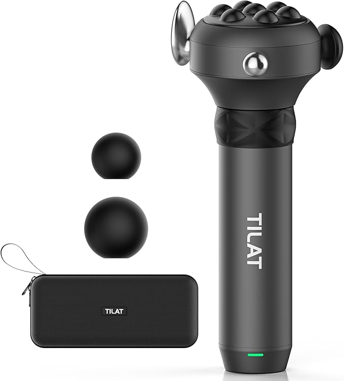 TILAT M1 Max Deep Tissue Vibration Therapy Massage Gun – 6500 RPM Handheld Muscle Massager with Thumb Head for Trigger Poi...