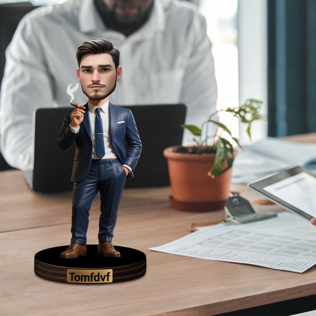 Personalized Golfer Caricature Figurine Desk Decor Plaque Custom Golf Lover Figurine Ornament Sign Golfer Photo Cartoon Portrait Name Plaque Gifts for Christmas Birthday Anniversary,01