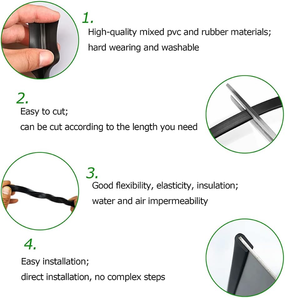 Rubber Edge Trim Black, U Channel PVC Plastic, Metal Sharp Edge Protector Fit for 0.09", Length 26 Feet (8 Meter)