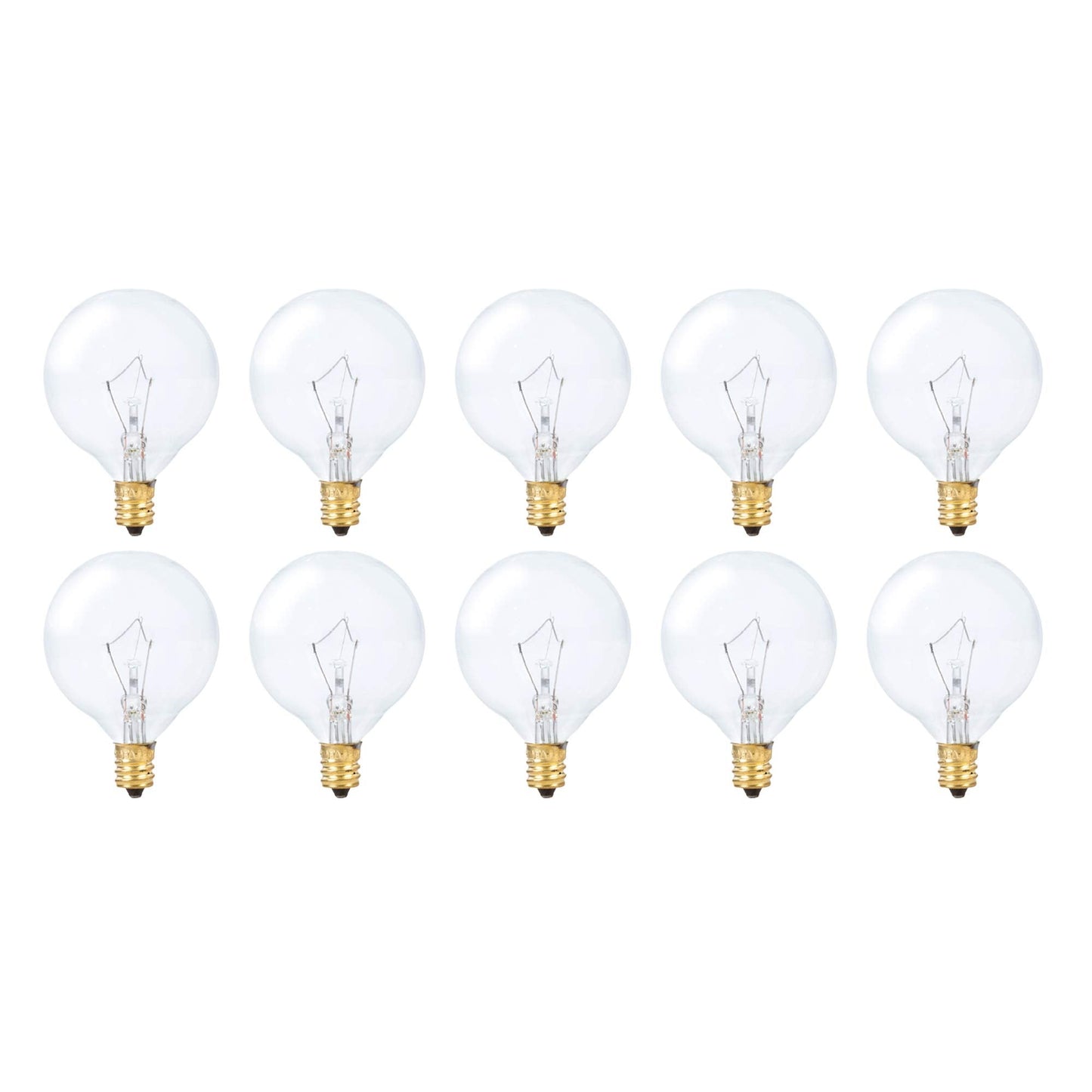 Simba Lighting Small Globe G16.5 Round Bulb 40W E12 Candelabra Base (10 Pack) For Chandelier  Ceiling Fan Light  Decorative Vanity Lights  Wall Sconce  Clear Glass 110V 120V  2700K Warm White Dimmable