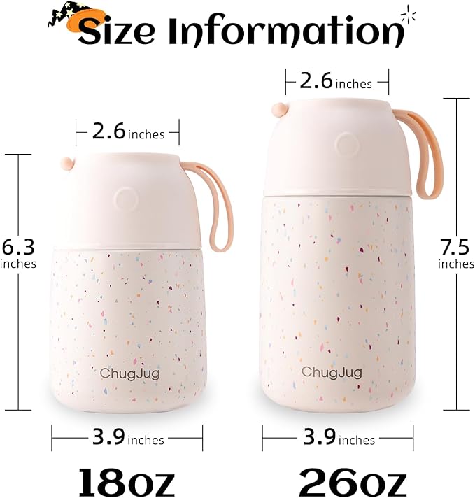 Thermo for Hot Food for Adults Kids | Wide Mouth, 26 oz Insulated Food Jar with Spoon, Leakproof Soup Thermo for School Office Travel, Thermal Steel Lunch Container Easy to Carry (White)