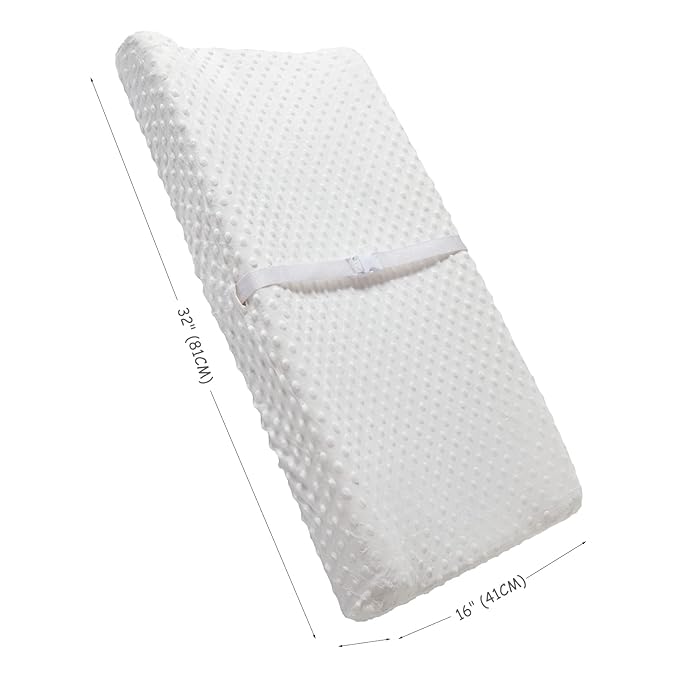 Solid Changing Table Pad Cover Cradle Sheet, Fits 32"/34''x16" Contoured Diaper Changing Pad, Ultra Soft Cozy Minky Dots Plush Changing Table Covers, Breathable Wipeable Removable (White)