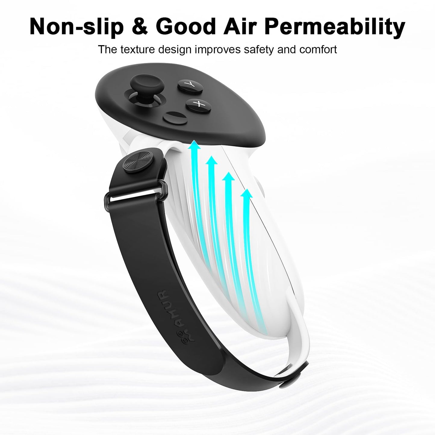 AMVR Controller Grips Compatible with Meta/Oculus Quest 3S/Quest 3, Silicone Accessories Non-Slip Handle Cover, Adjustable Soft Hand Strap Fits Small and Medium Hands (Not Fit Official Charging Dock Battery)