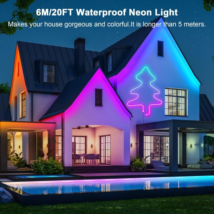 Cozylady RGB Neon LED Rope Lights, Waterproof Bluetooth Music Sync, 15M/50Ft, Multicolor, Model HX-WL3035-24V