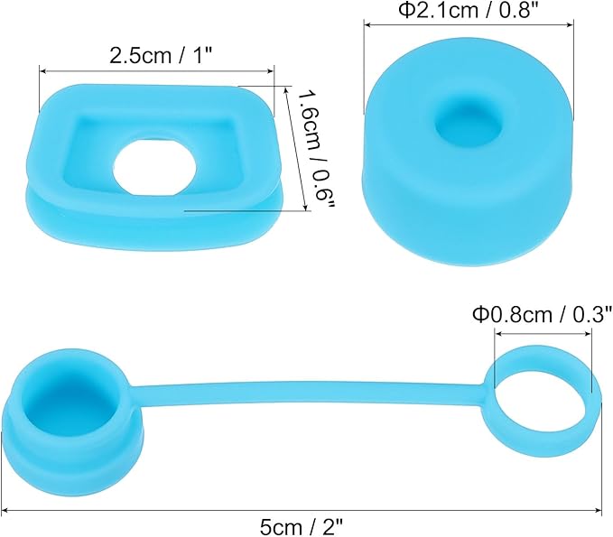 PATIKIL Silicone Spill Stopper for Straw Cup 1.0 40oz/ 30oz, Set of 3 Tumbler Accessories Including 1 Straw Cover Cap, 1 Square Spill Stopper and 1 Round Leak Stopper, Blue