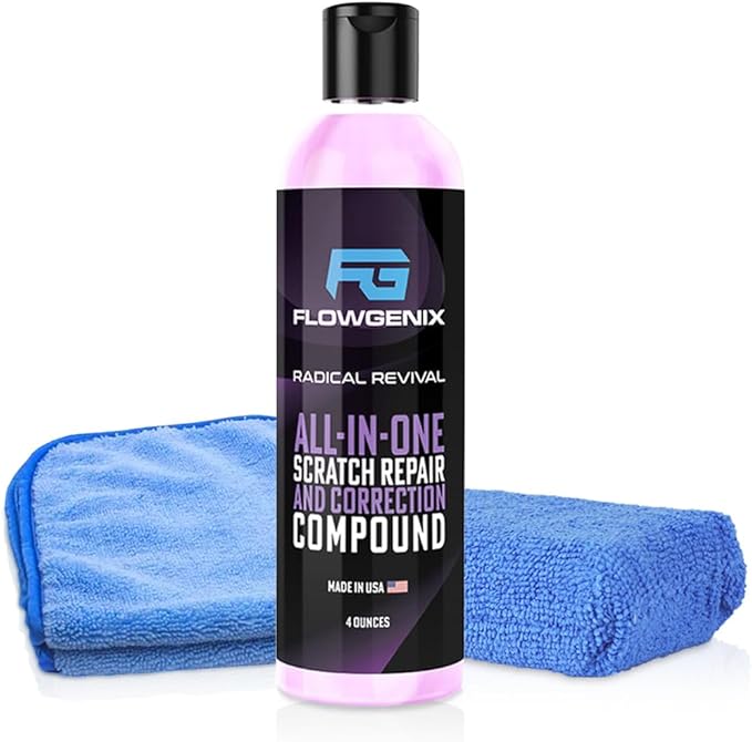 Flowgenix Instant Car Scratch Remover for Vehicles, All-in-One Car Paint Scratch Repair and Polishing Compound (4 oz) - Incl. Microfiber Applicator and Microfiber Towel