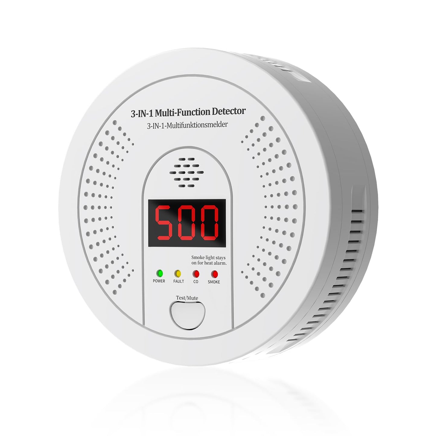3 in 1 Multi Gas Detector Smoke Carbon Monoxide and Heat Detector 10 Year Battery Powered CO Alarm with Clear LCD Display and Audible Alarm for Home Safety and Protection Includes Battery