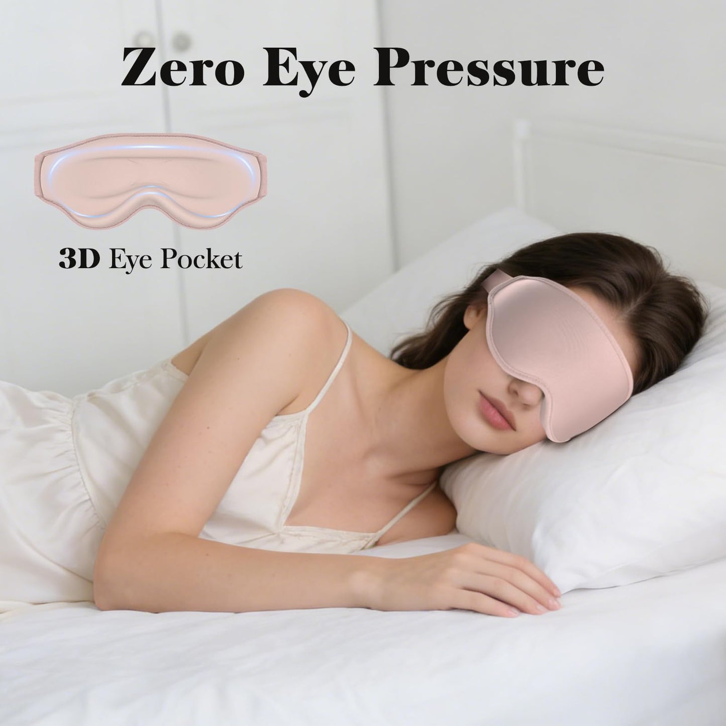 Fygrip 3D Eye Mask Sleep Mask for Men & Women, 100% Pressure-Free & Light Block-Out Eye Mask for Sleep with Easy Adjustable Strap, Night Eye Cover for Travel, Pink